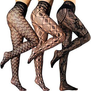 Cute Fishnet Lace Pattern Pantyhose Stockings Socks Boots Heels Anklet Dress NWT